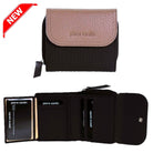 Pierre Cardin Ladies Tri-fold Tab Leather Wallet in Black/Taupe