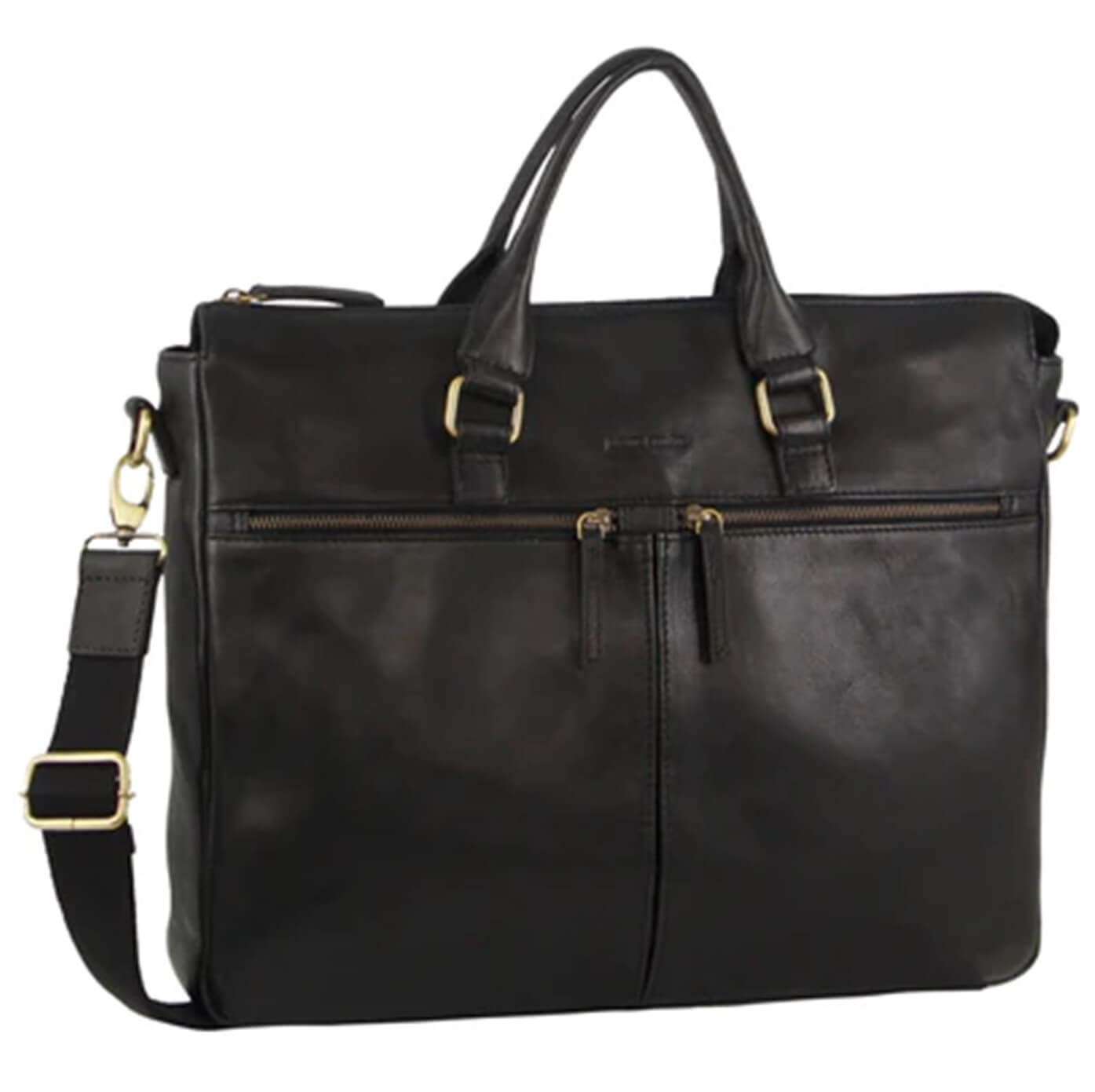 Pierre Cardin PC3709 Leather Business Briefcase-Messenger Bag/Black