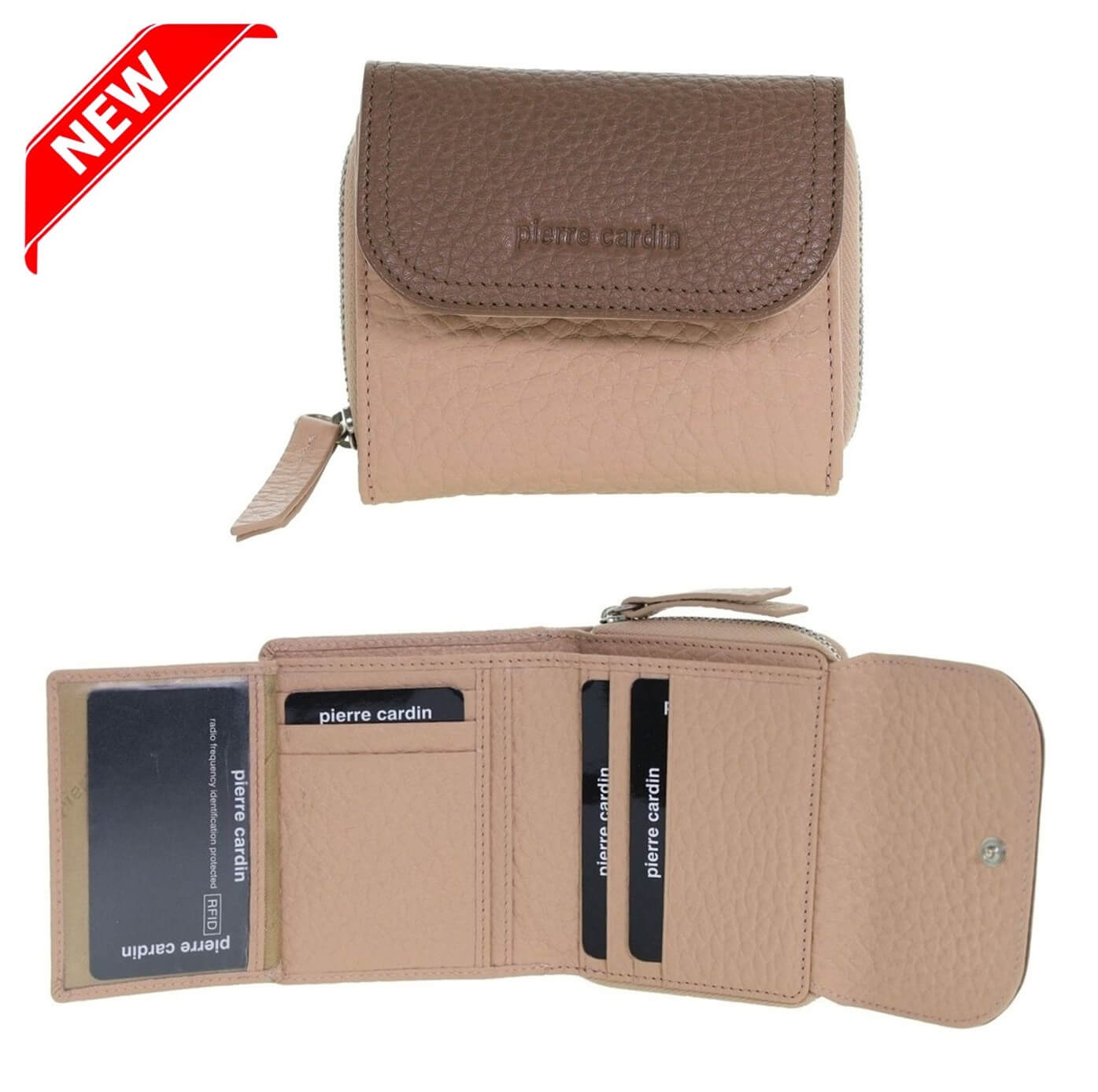 Pierre Cardin PC4029 Ladies Tri-fold Tab Wallet – Blush/Taupe