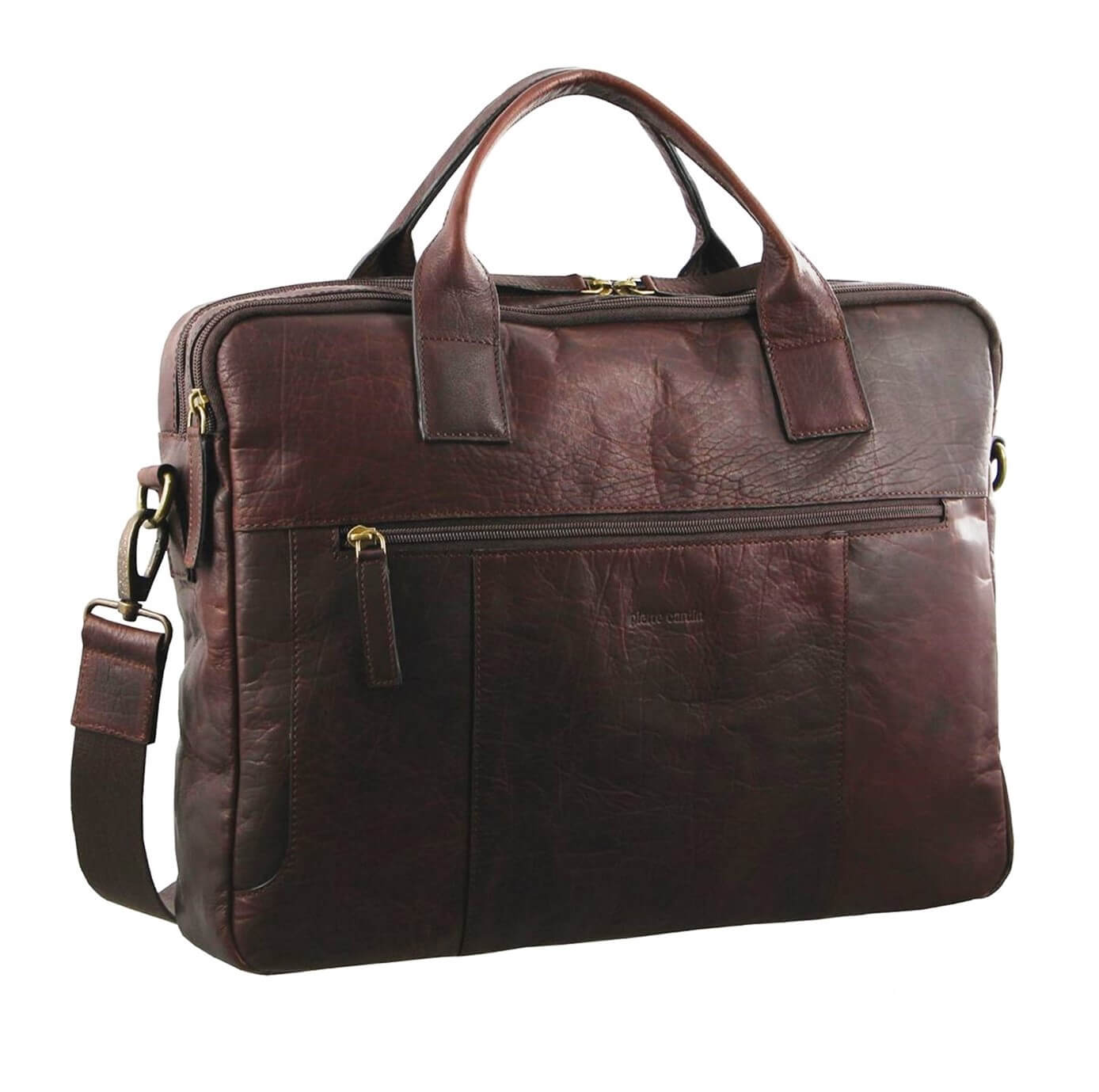 Pierre Cardin PC2807 Rustic Leather Computer Bag/Chestnut