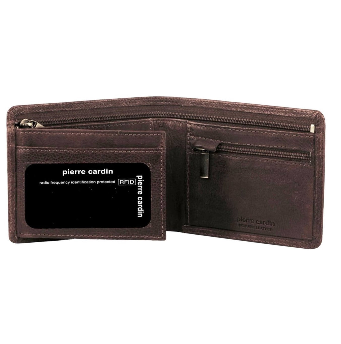 Pierre Cardin Men’s Italian Rustic Leather Tri-fold Wallet in Chocolate