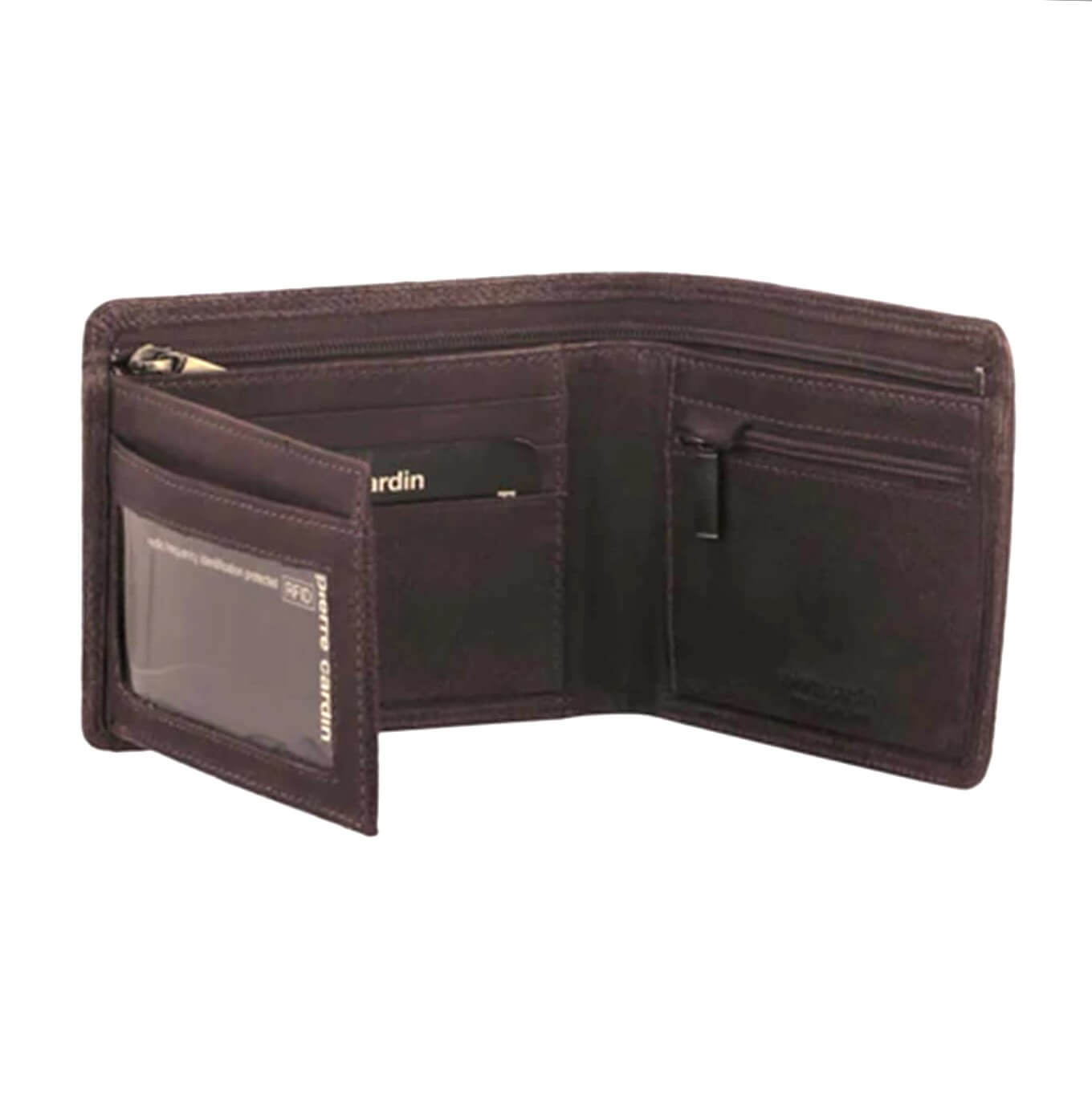 Pierre Cardin Men’s Italian Rustic Leather Tri-fold Wallet in Chocolate