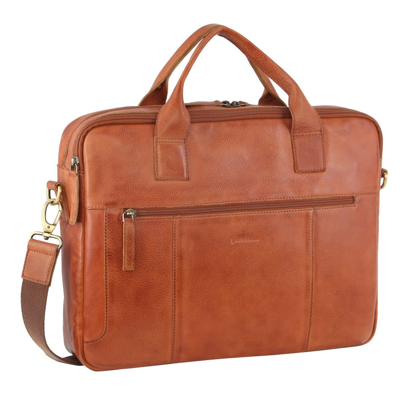 Pierre Cardin PC2807 Rustic Leather Computer Bag/Cognac