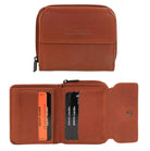 Pierre Cardin Ladies Tri-fold Tab Leather Wallet in Cognac