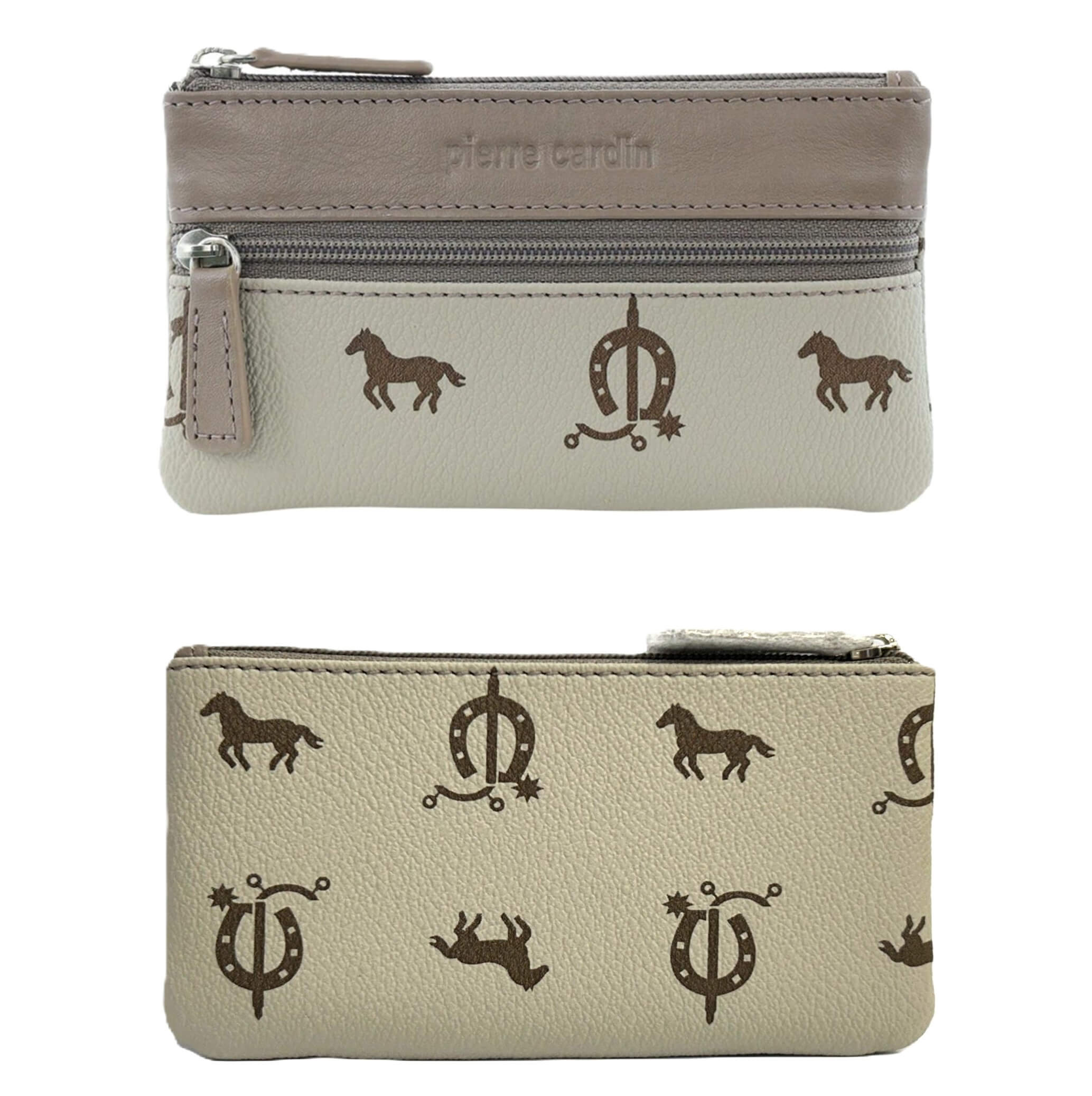 Pierre Cardin Leather Coin Purse/Key Holder in Beige-Taupe