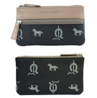 Pierre Cardin Italian Leather Coin Purse/Key Holder in Black-Taupe