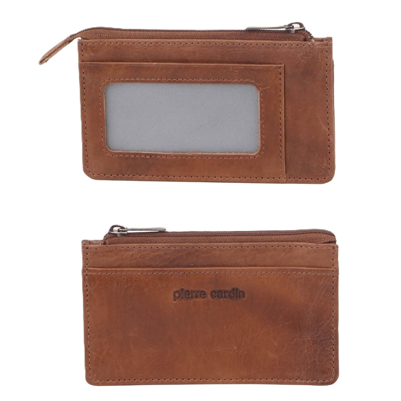 Pierre Cardin Italian Leather Coin-Key Purse in Cognac