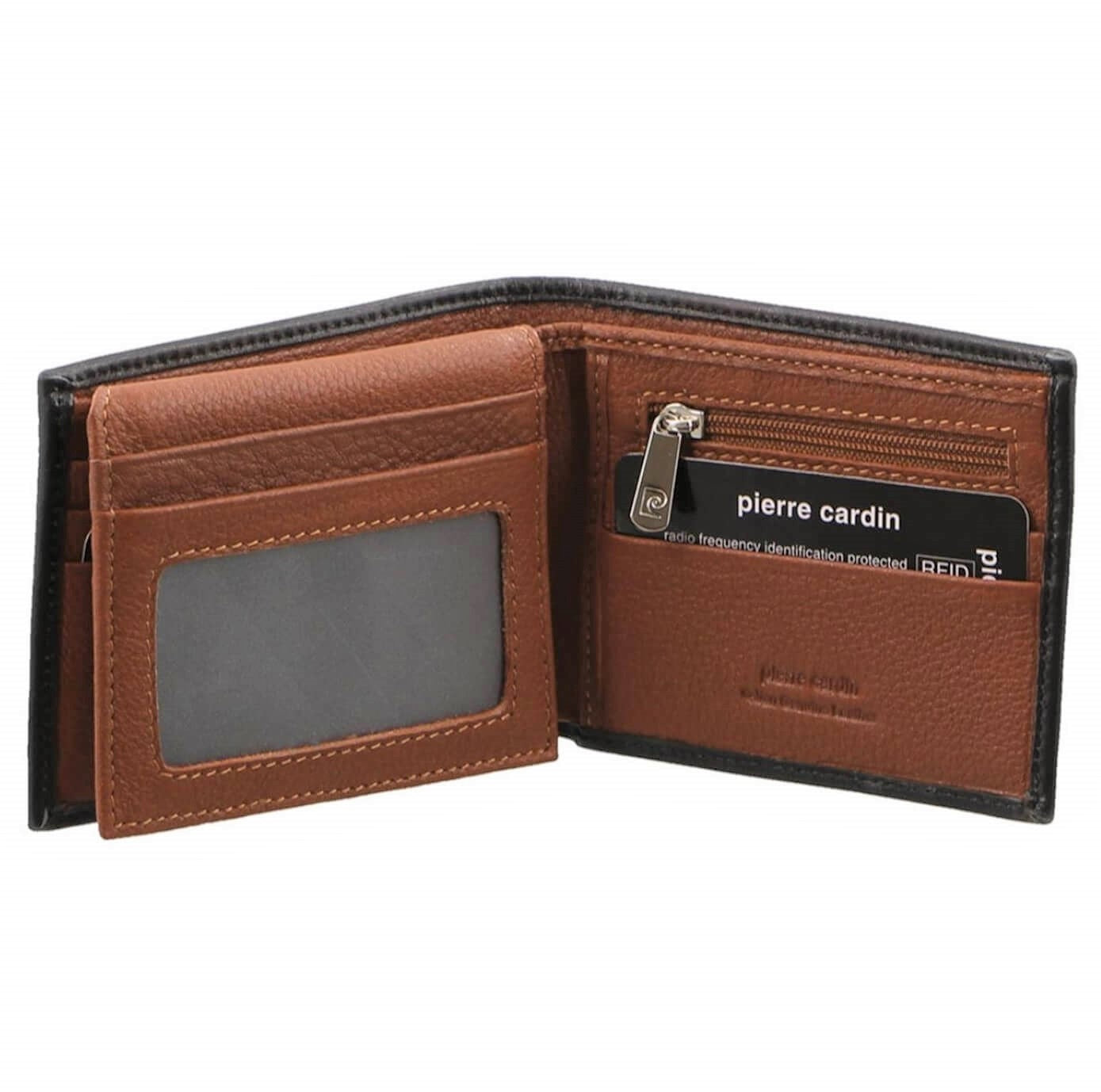 Pierre Cardin PC2630 Italian Leather Two Tone Bi-Fold Wallet/Black-Cognac