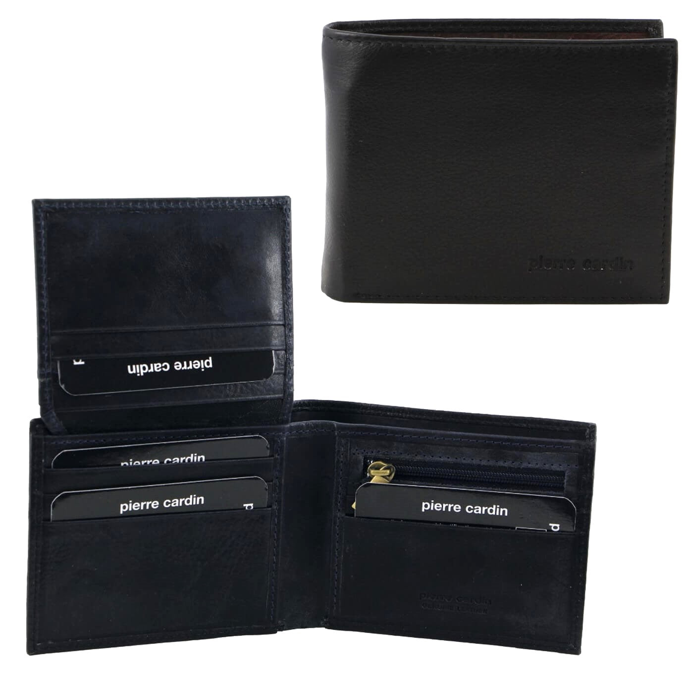 Pierre Cardin PC2630 Italian Leather Two Tone Bi-Fold Wallet/Blk-Midnight