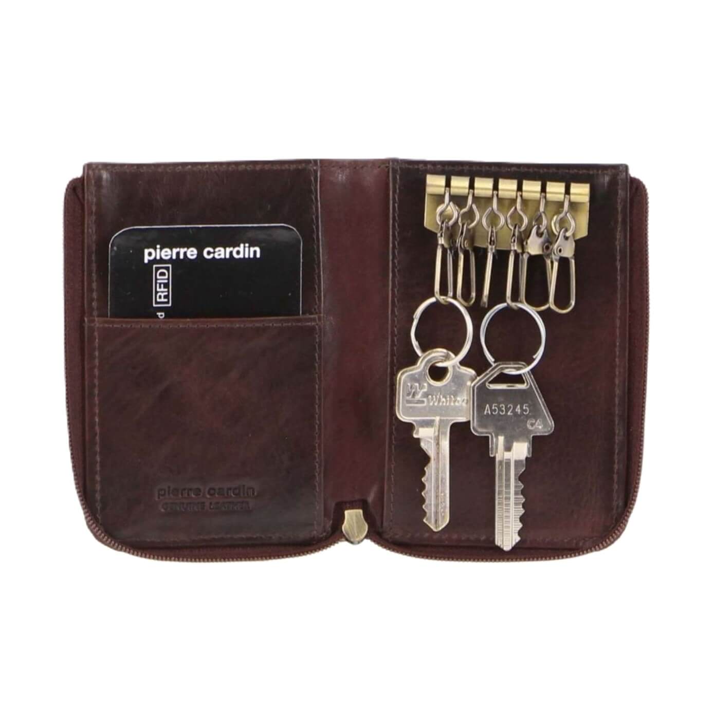 Pierre Cardin PC2756 Italian Leather Key + Card Holder/Chocolate