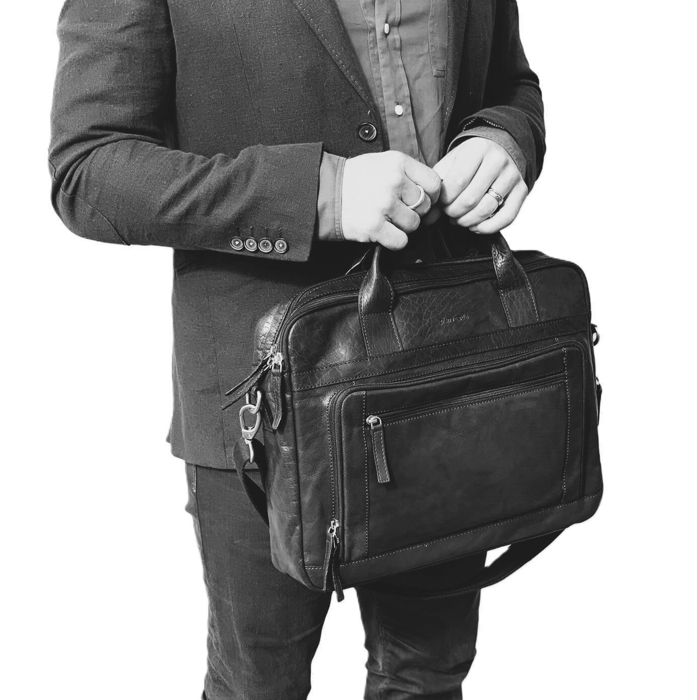 Pierre Cardin PC2797 Rustic Leather Computer-Business Bag/Black