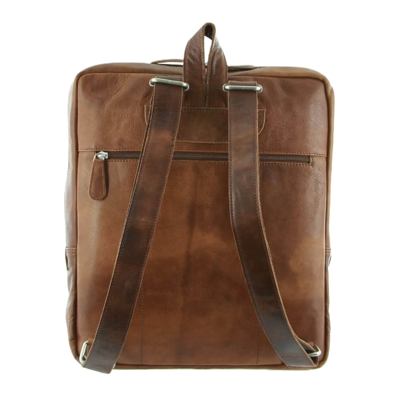 Pierre Cardin Men's Rustic Italian Leather Backpack in Cognac