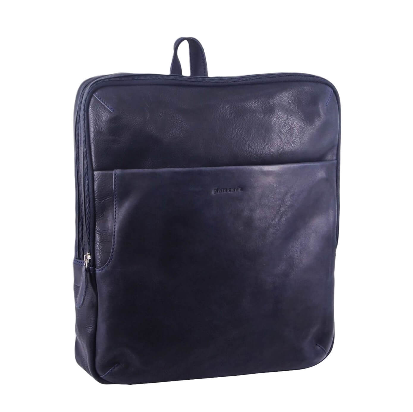 Pierre Cardin Men's Rustic Leather Backpack in Midnight
