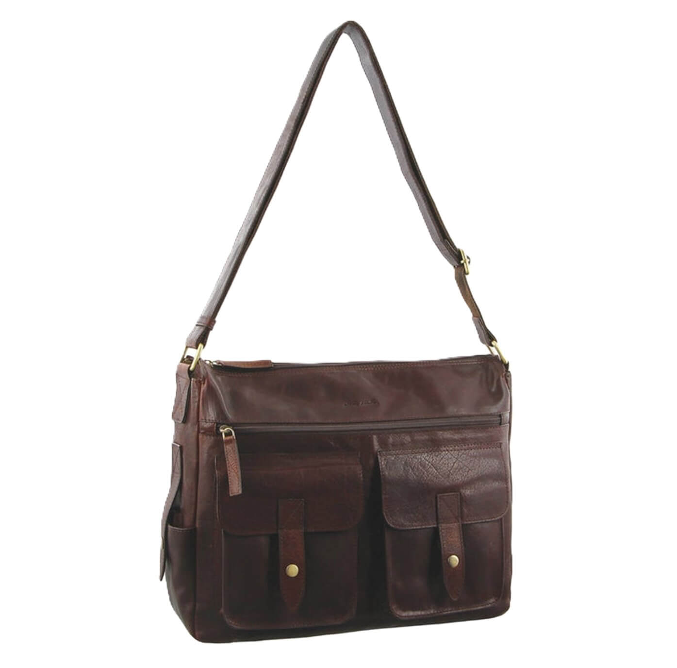 Pierre Cardin Men's Rustic Leather Business - Laptop Bag in Chestnut