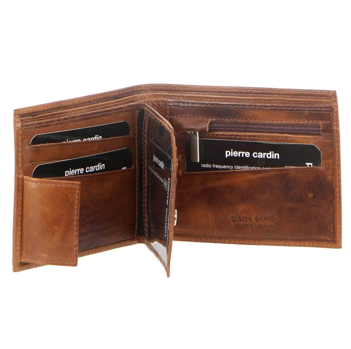 Pierre Cardin PC2812 Rustic Leather Bi-Fold Mens Wallet/Cognac