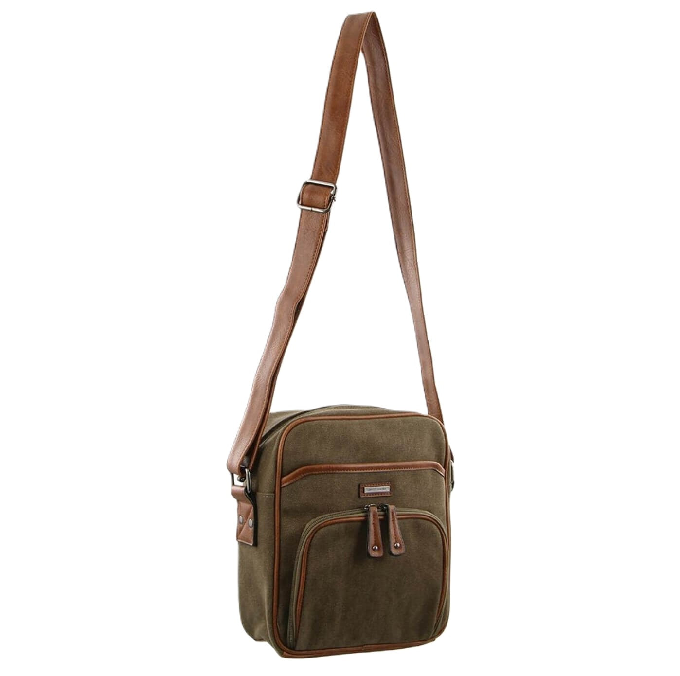 Pierre Cardin Men's Canvas Crossbody Bag in Brown