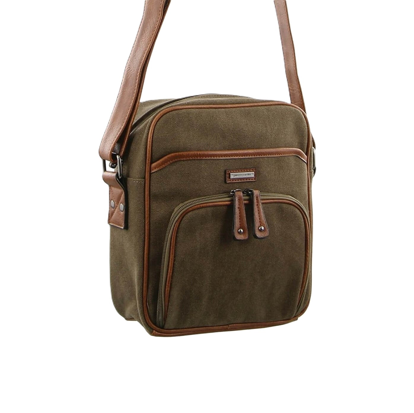 Pierre Cardin Men's Canvas Crossbody Bag in Brown