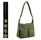 Pierre Cardin Ladies Nylon Anti-Theft RFID Crossbody Bag in Olive