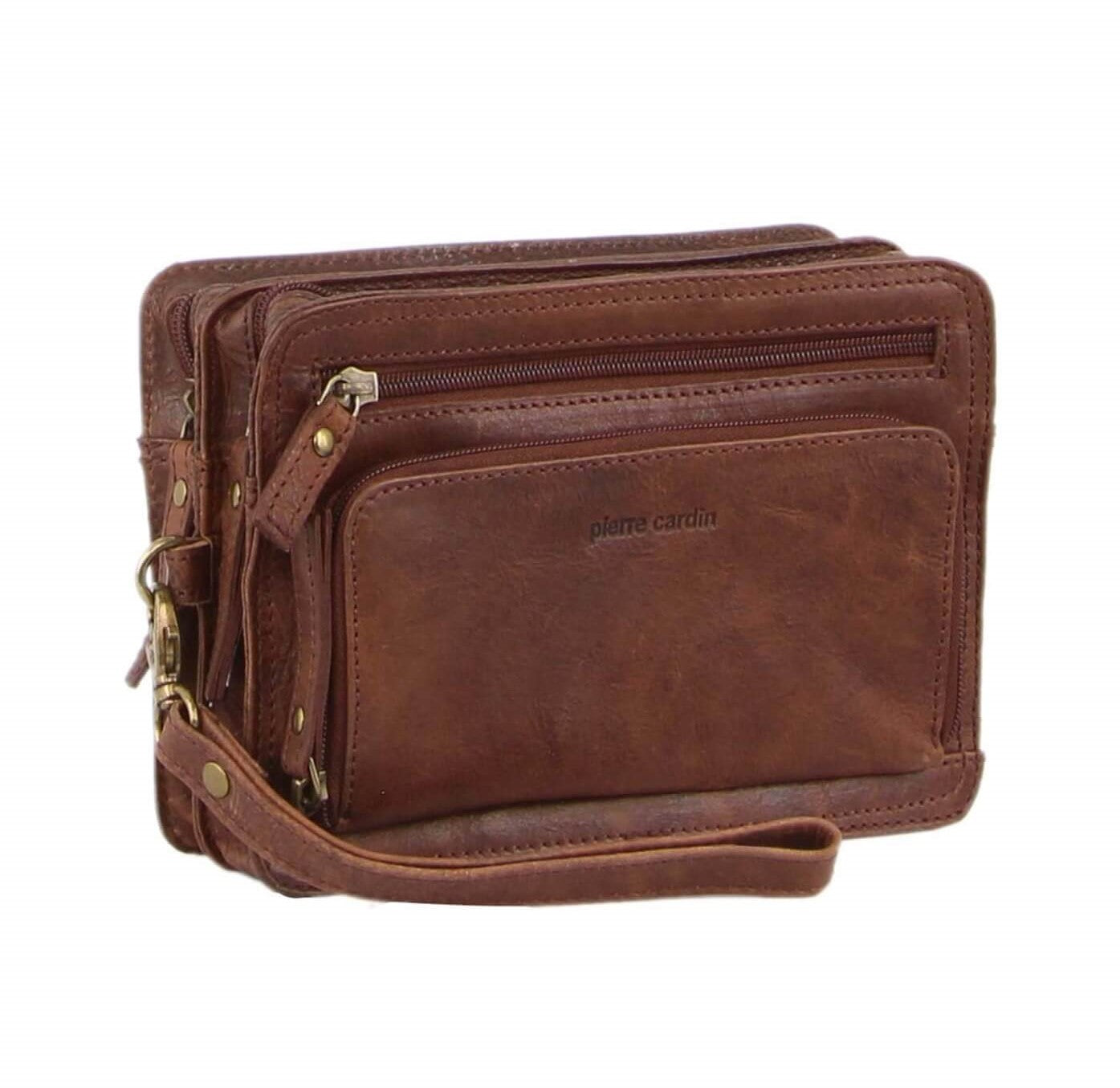 Pierre Cardin PC3133 Rustic Leather Organiser Bag/Chocolate
