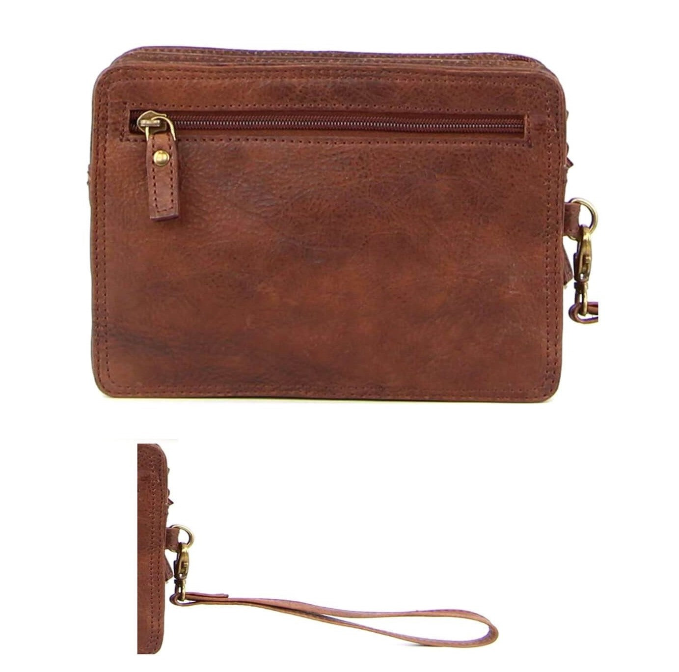 Pierre Cardin PC3133 Rustic Leather Organiser Bag/Chocolate