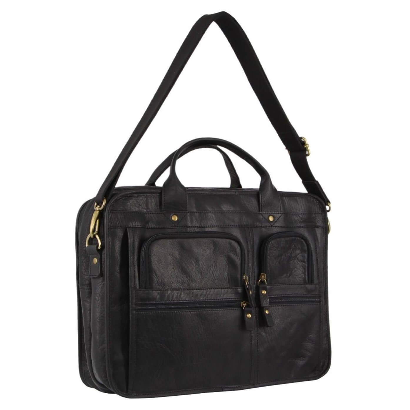 Pierre Cardin PC3135 Italian Rustic Leather Computer Bag/Black