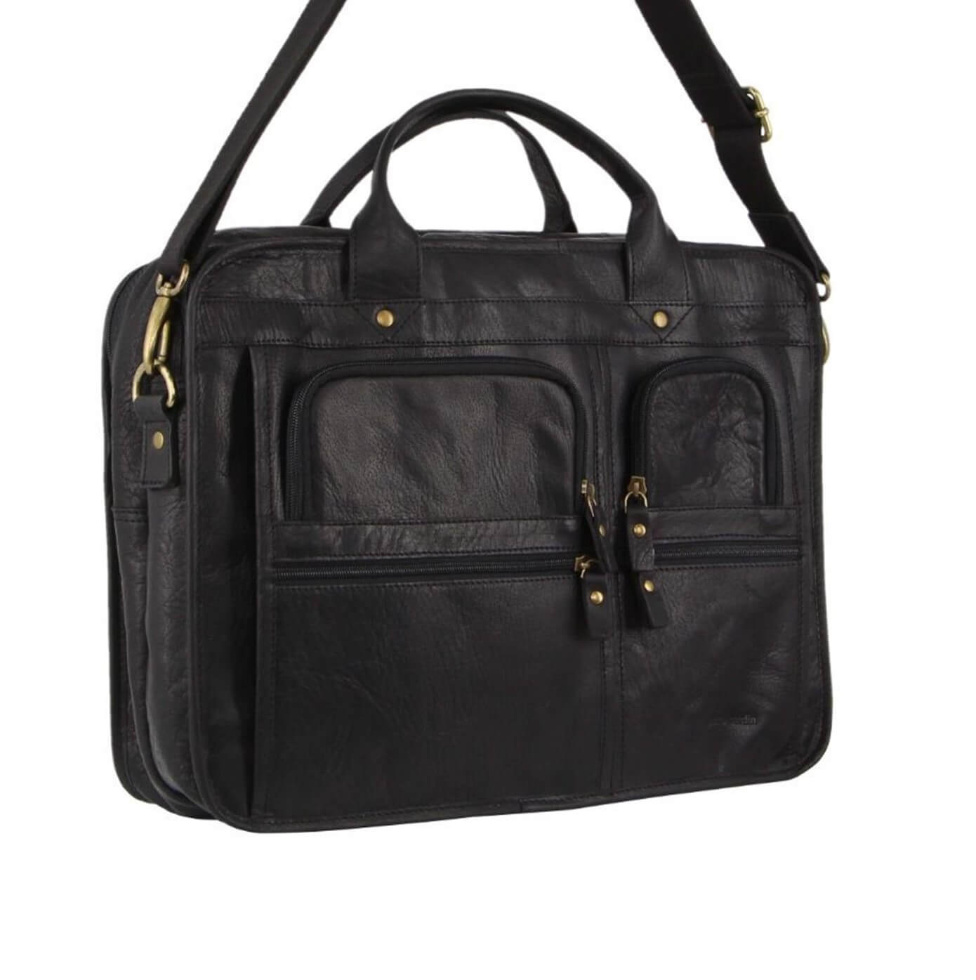 Pierre Cardin PC3135 Italian Rustic Leather Computer Bag/Black