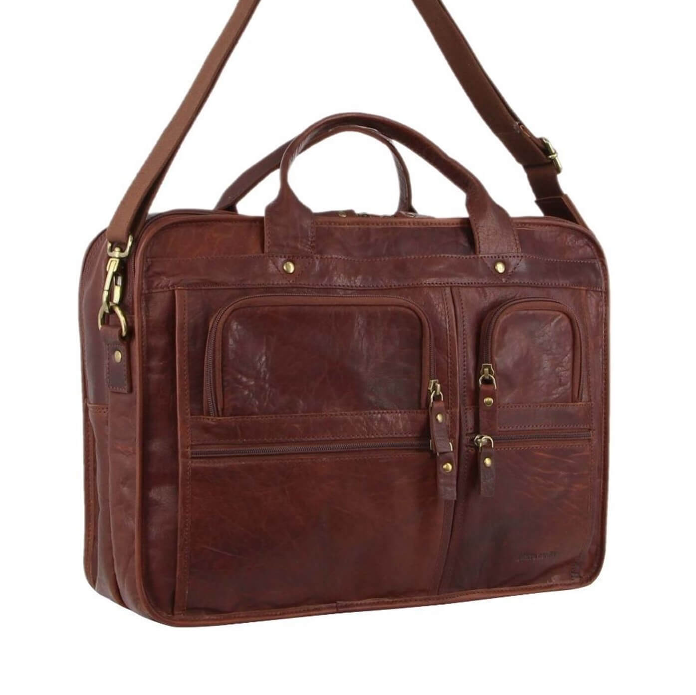 Pierre Cardin PC3135 Italian Rustic Leather Computer Bag/Chestnut