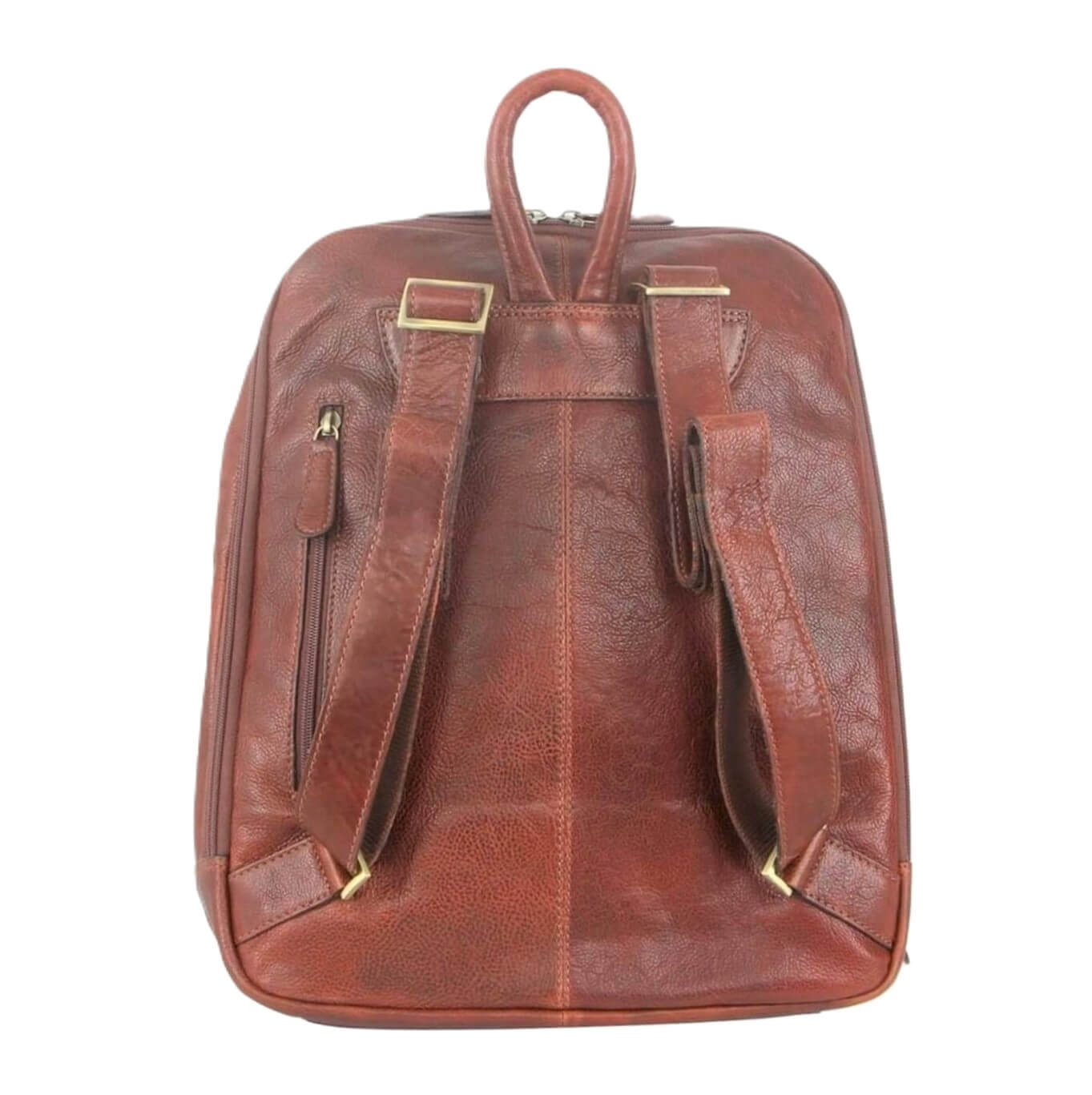 Pierre Cardin Italian Leather Unisex Backpack in Mahogany