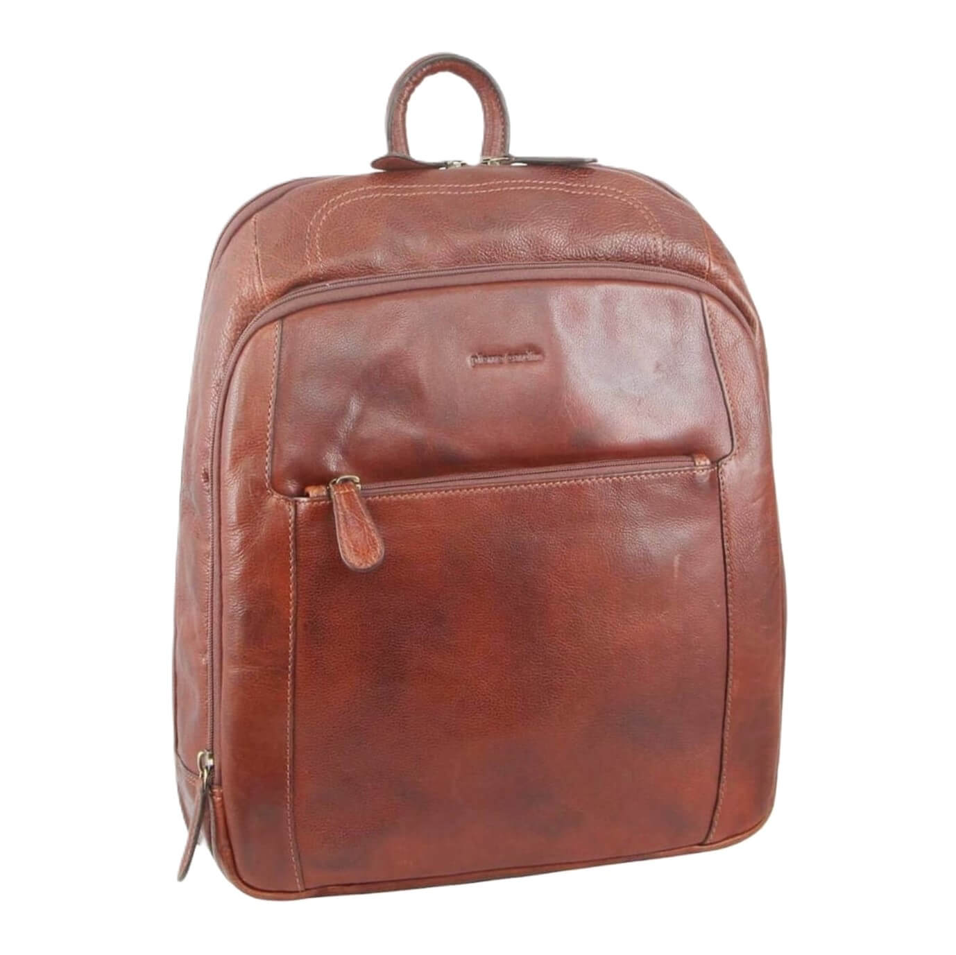 Pierre Cardin Italian Leather Unisex Backpack in Mahogany