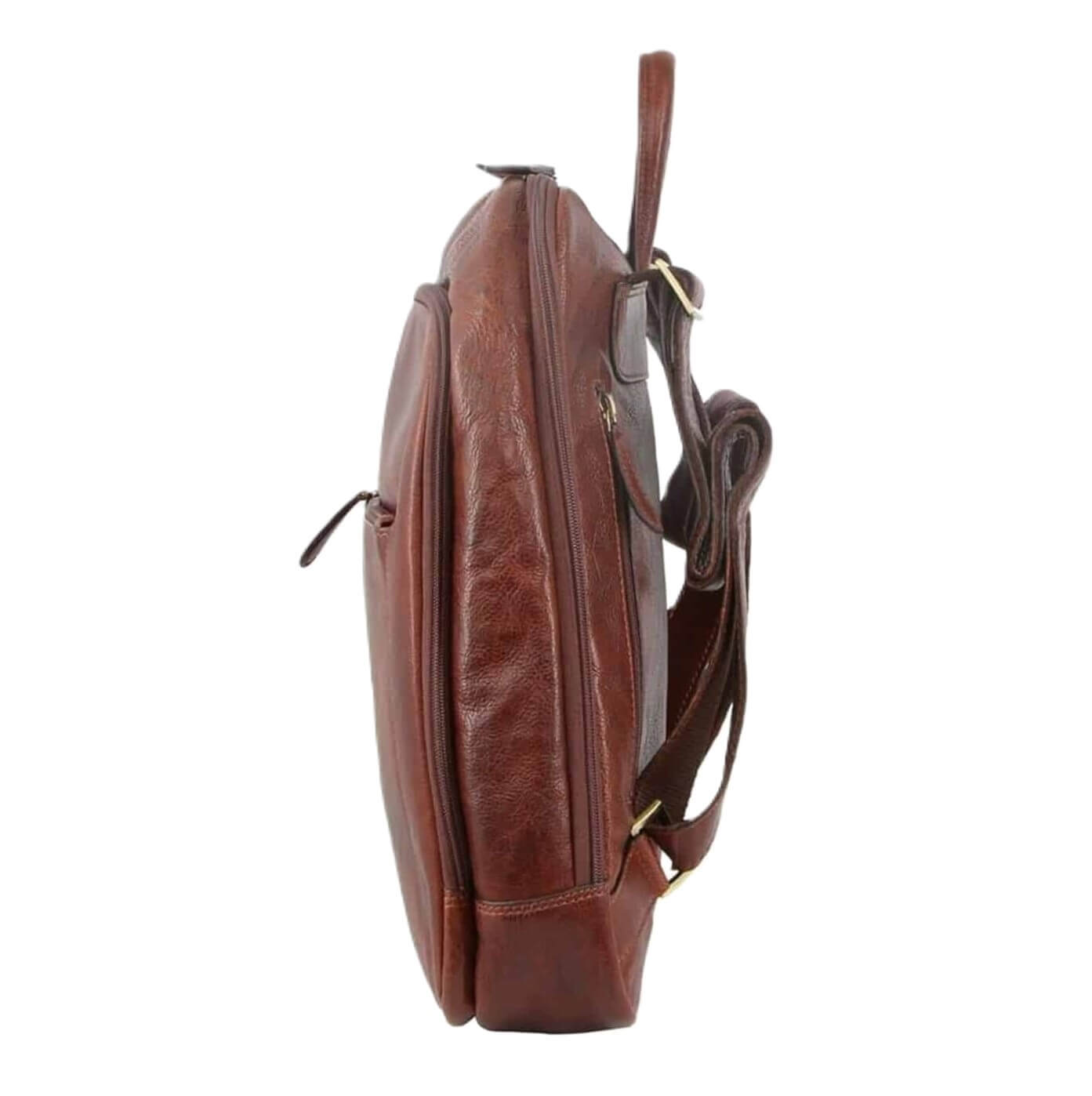 Pierre Cardin Italian Leather Unisex Backpack in Mahogany