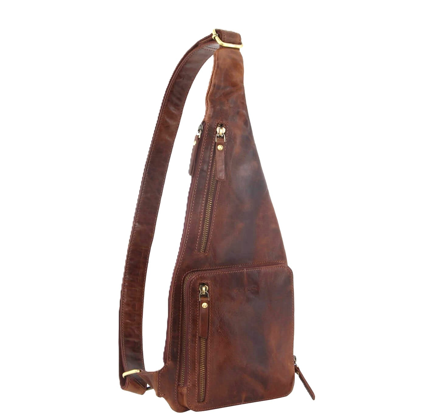 Pierre Cardin PC3229 Italian Rustic Leather Sling Bag/Chestnut
