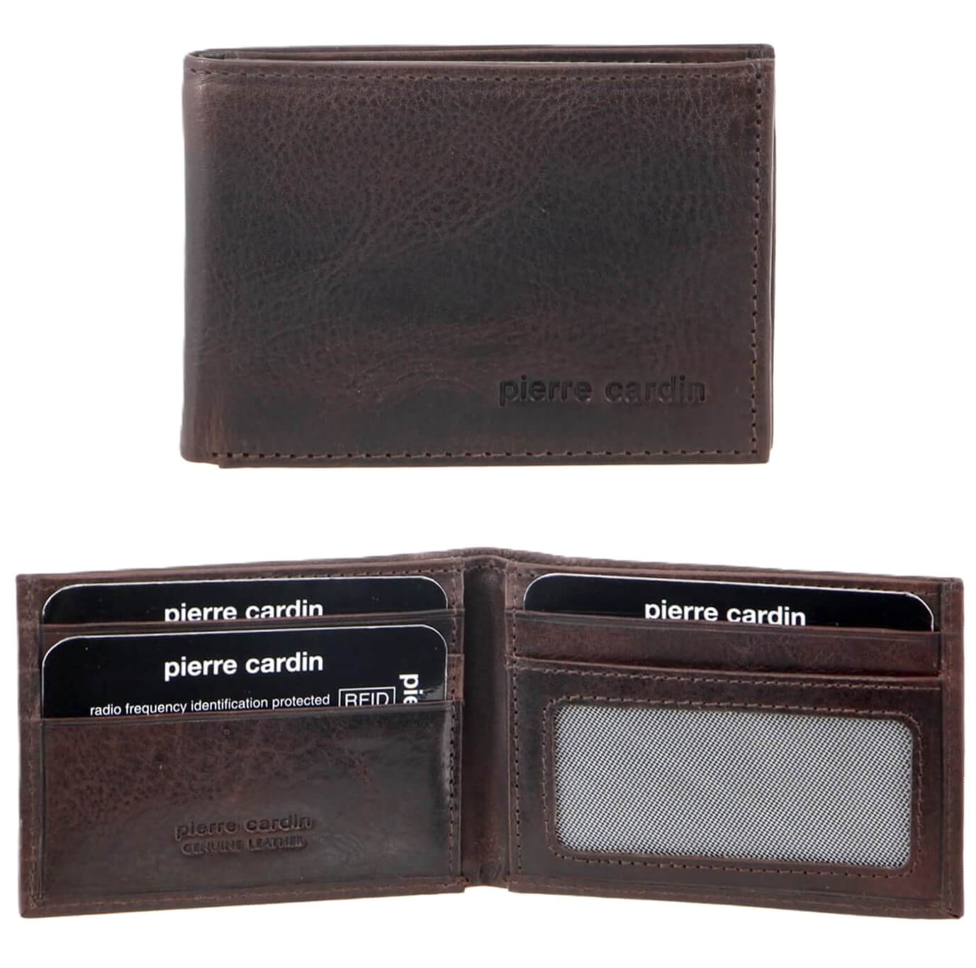 Pierre Cardin PC3255 Rustic Leather Mens Wallet/Dark Chocolate