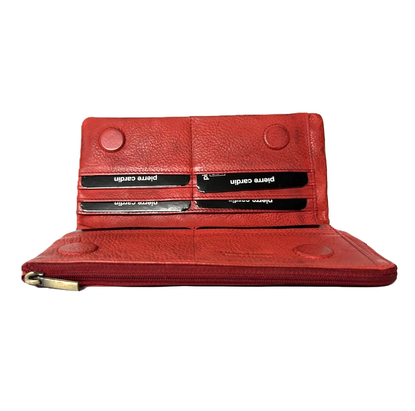 Pierre Cardin Ladies Rustic Leather Bi-fold Wallet in Red