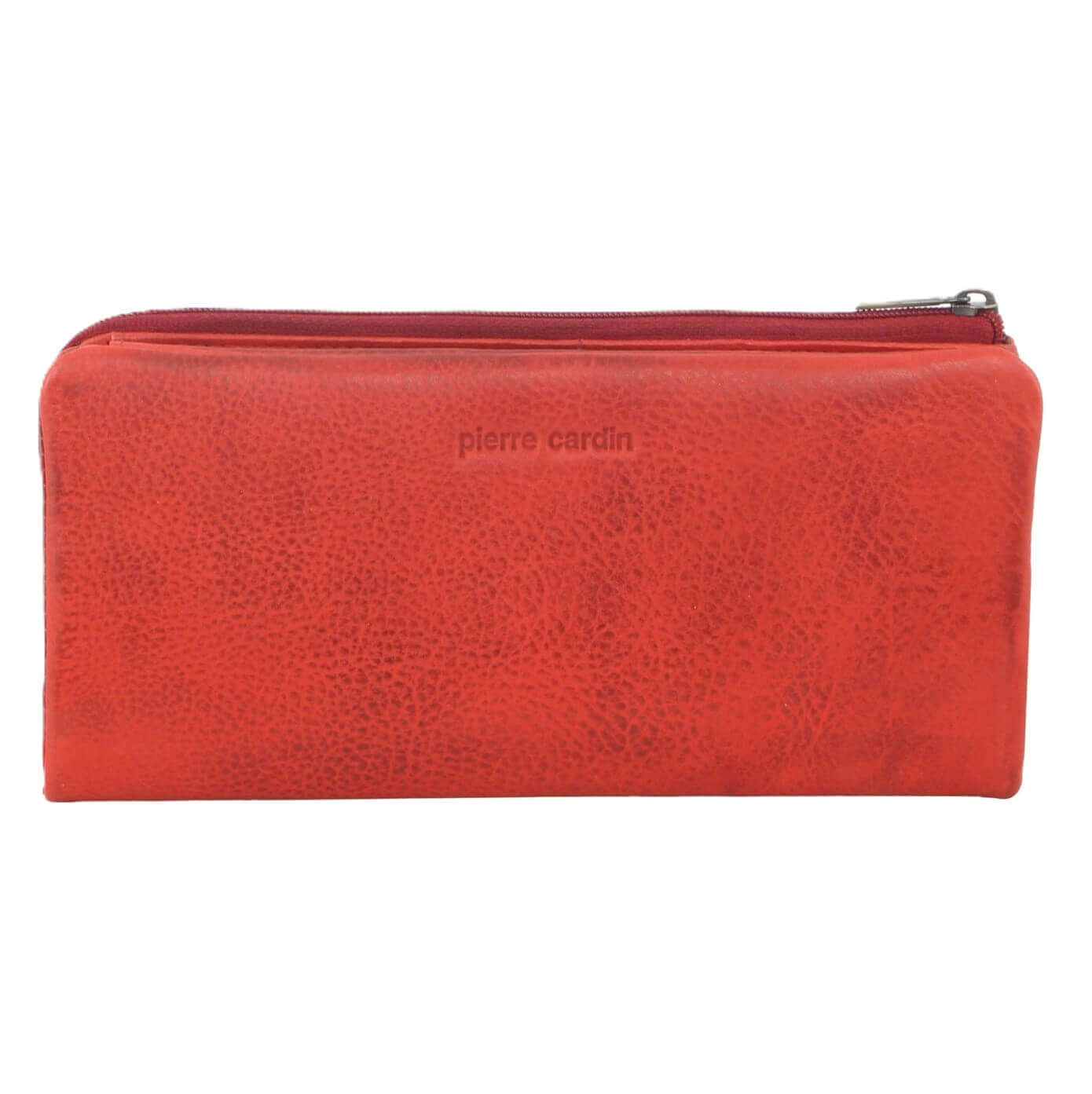 Pierre Cardin Ladies Rustic Leather Bi-fold Wallet in Red