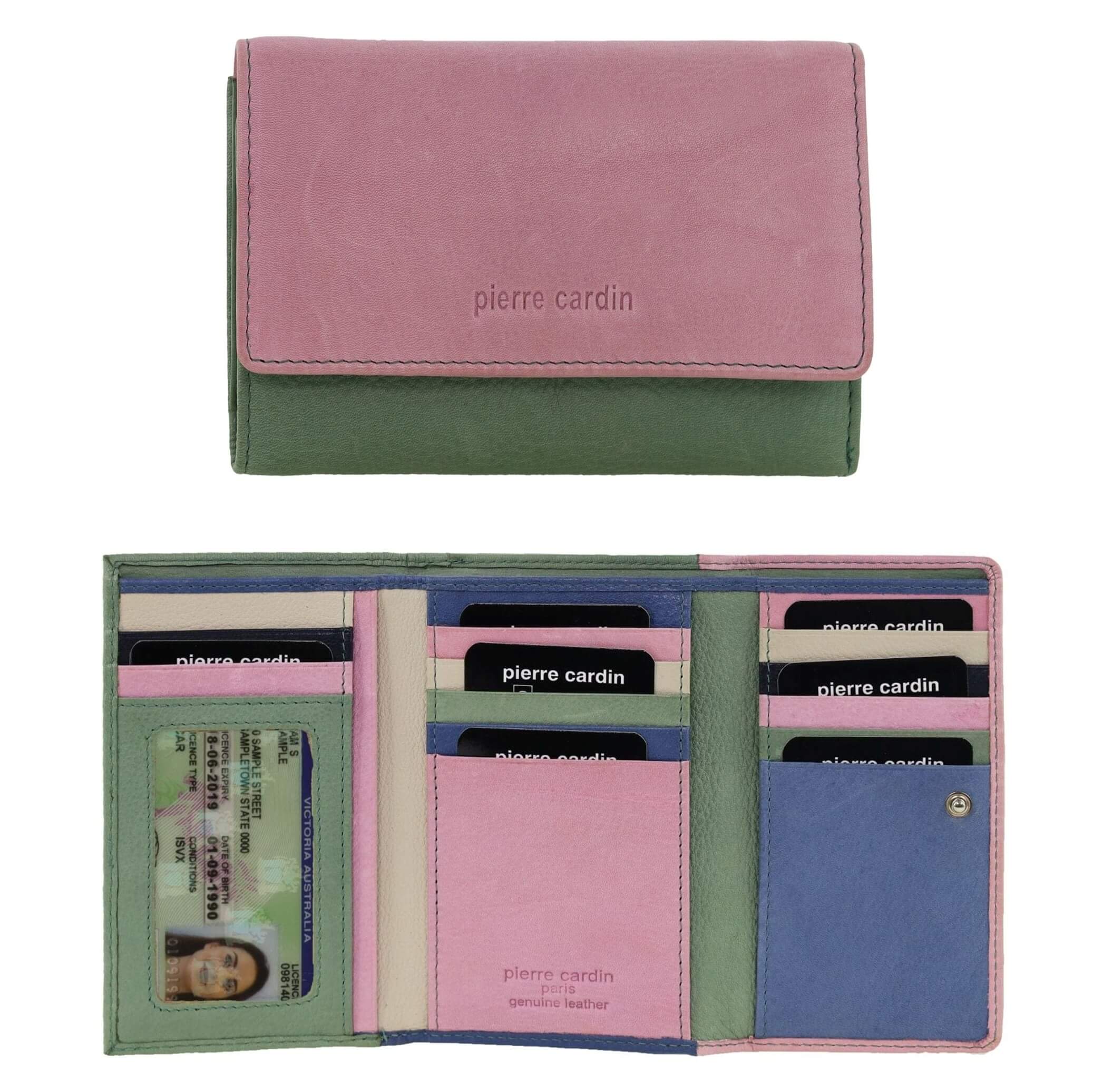 Pierre Cardin Multi-Colour Ladies Leather Tri-fold Wallet in Lavender