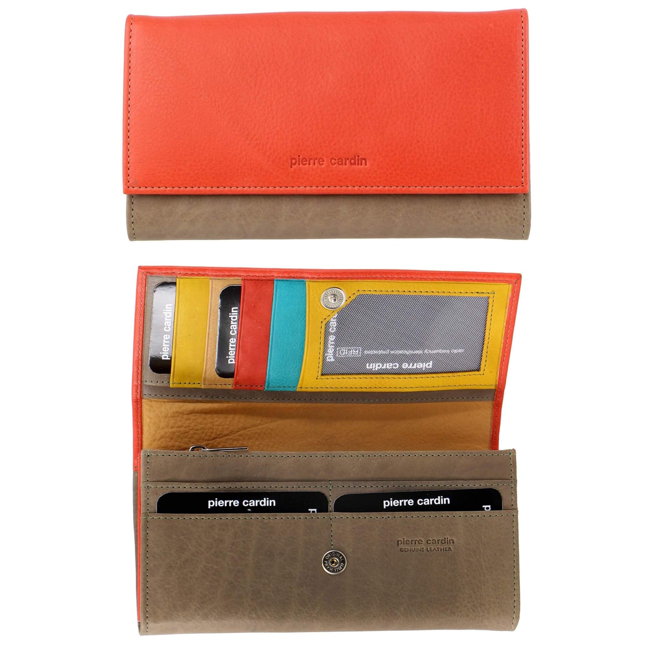 Pierre Cardin Multi-Colour Ladies Italian Leather Wallet in Orange