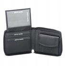 Pierre Cardin Men's Zip-Around Leather Wallet + Chain in Black