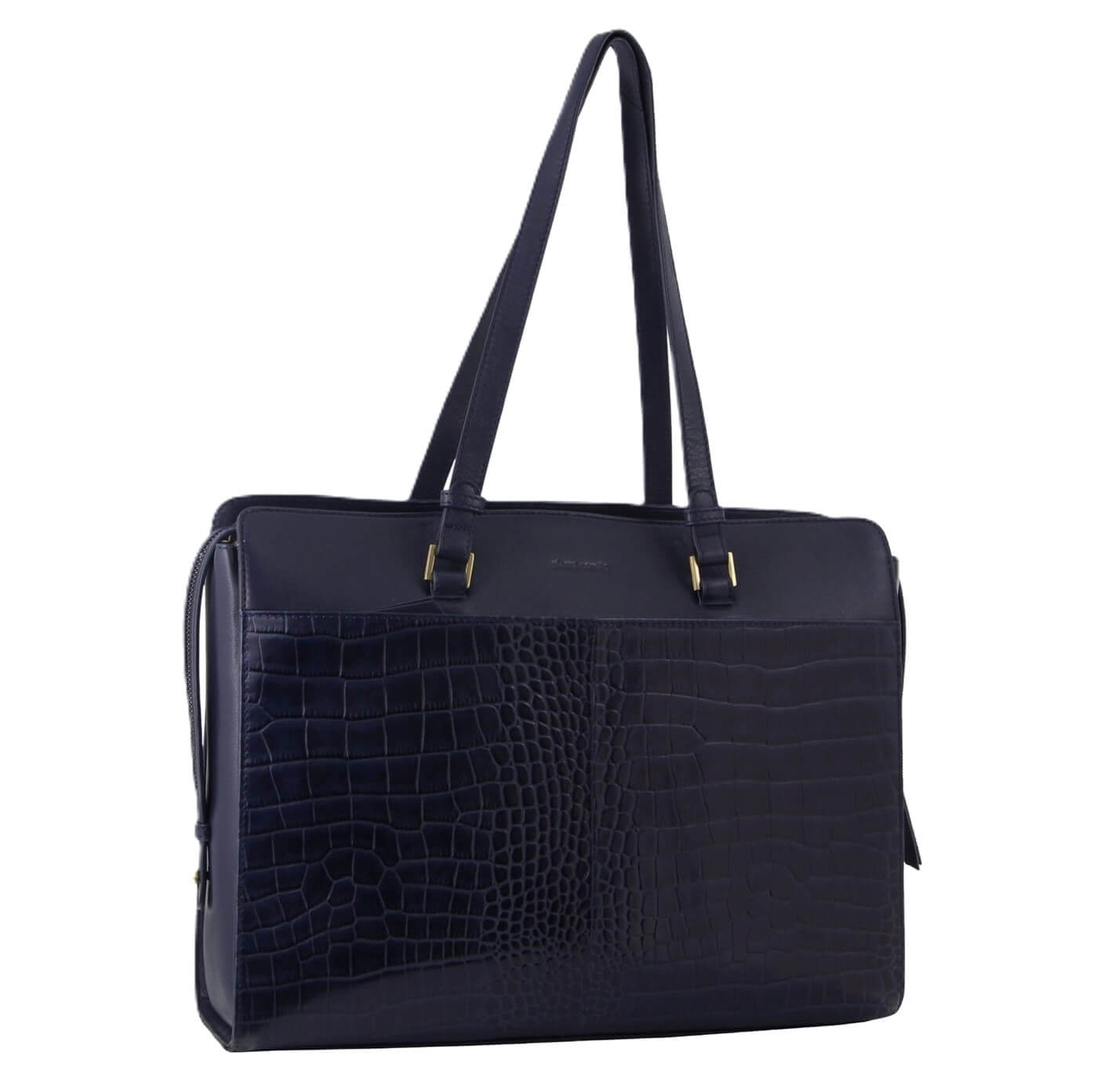 Pierre Cardin Croc-Embossed Leather Business-Laptop Bag in Navy