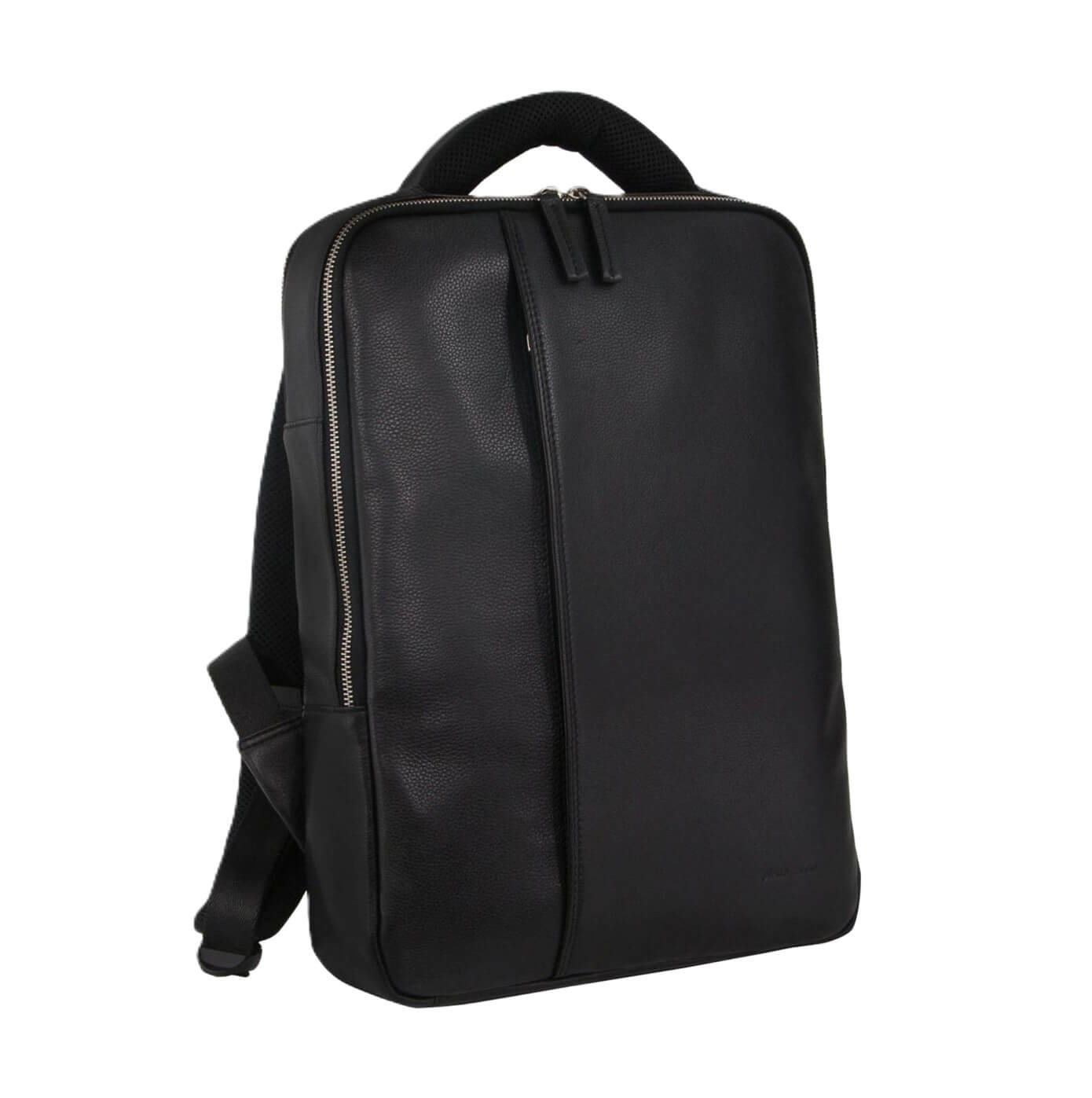 Pierre Cardin Italian Pebbled Leather Laptop-Backpack in Black