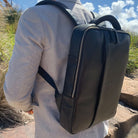 Pierre Cardin Italian Pebbled Leather Laptop-Backpack in Black
