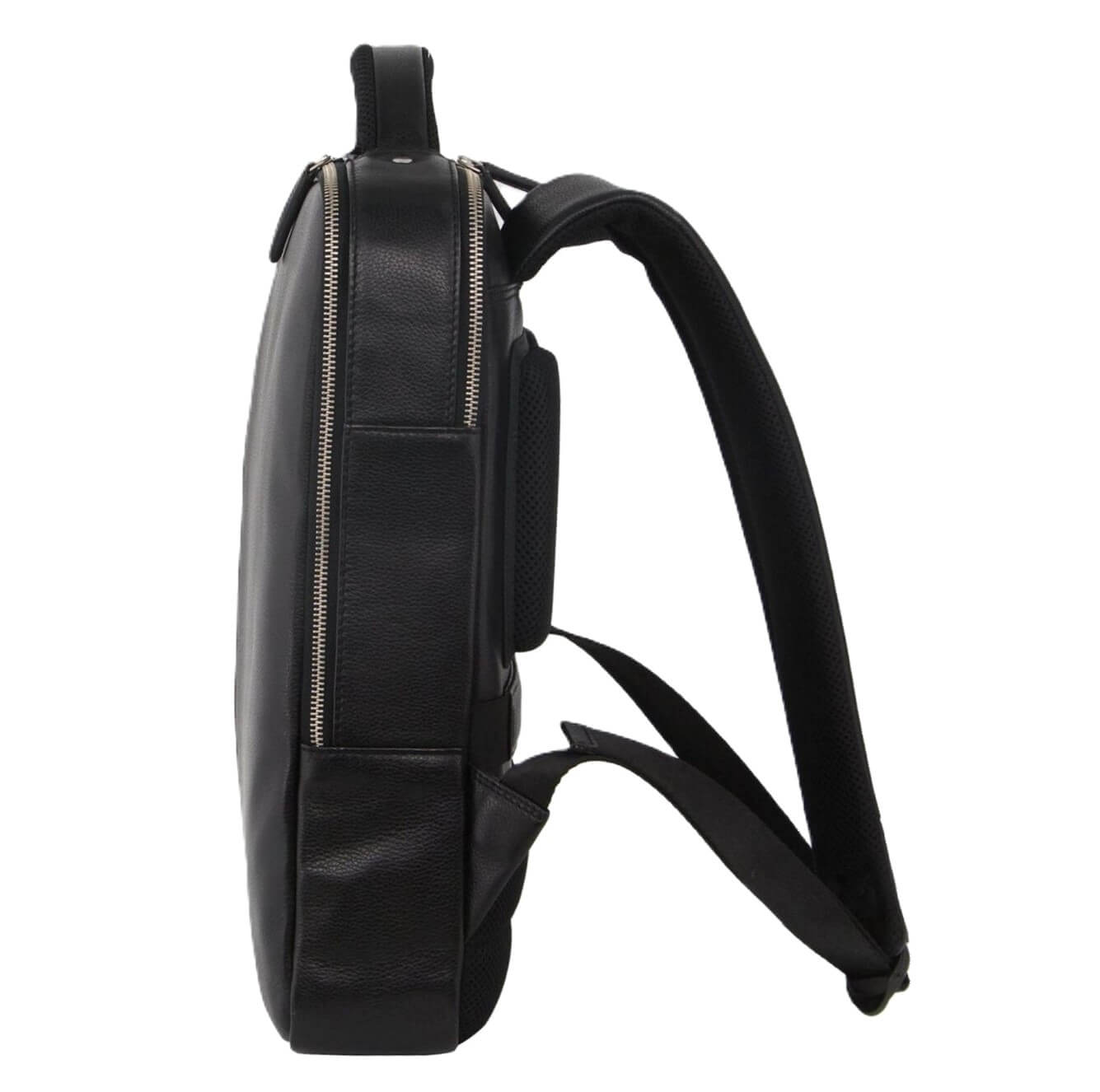 Pierre Cardin Italian Pebbled Leather Laptop-Backpack in Black