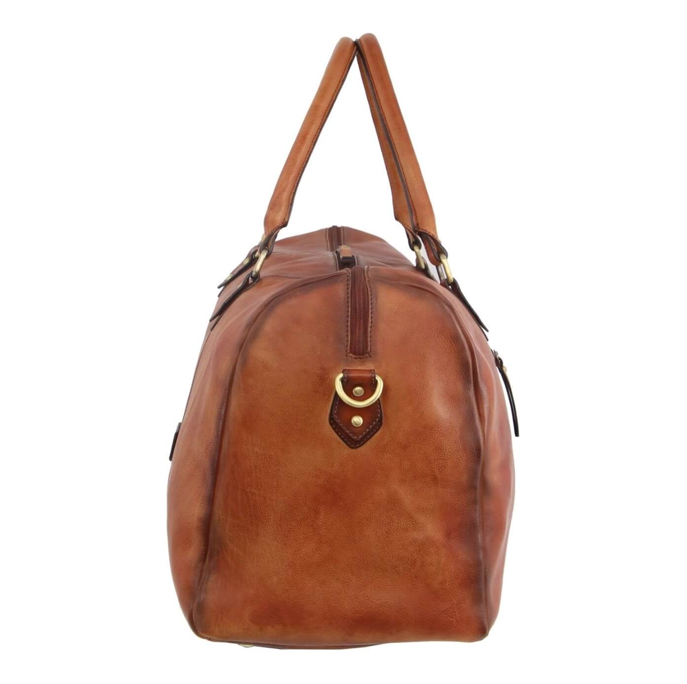 Pierre Cardin PC3335 Italian Leather Overnight-Travel Bag/Cognac