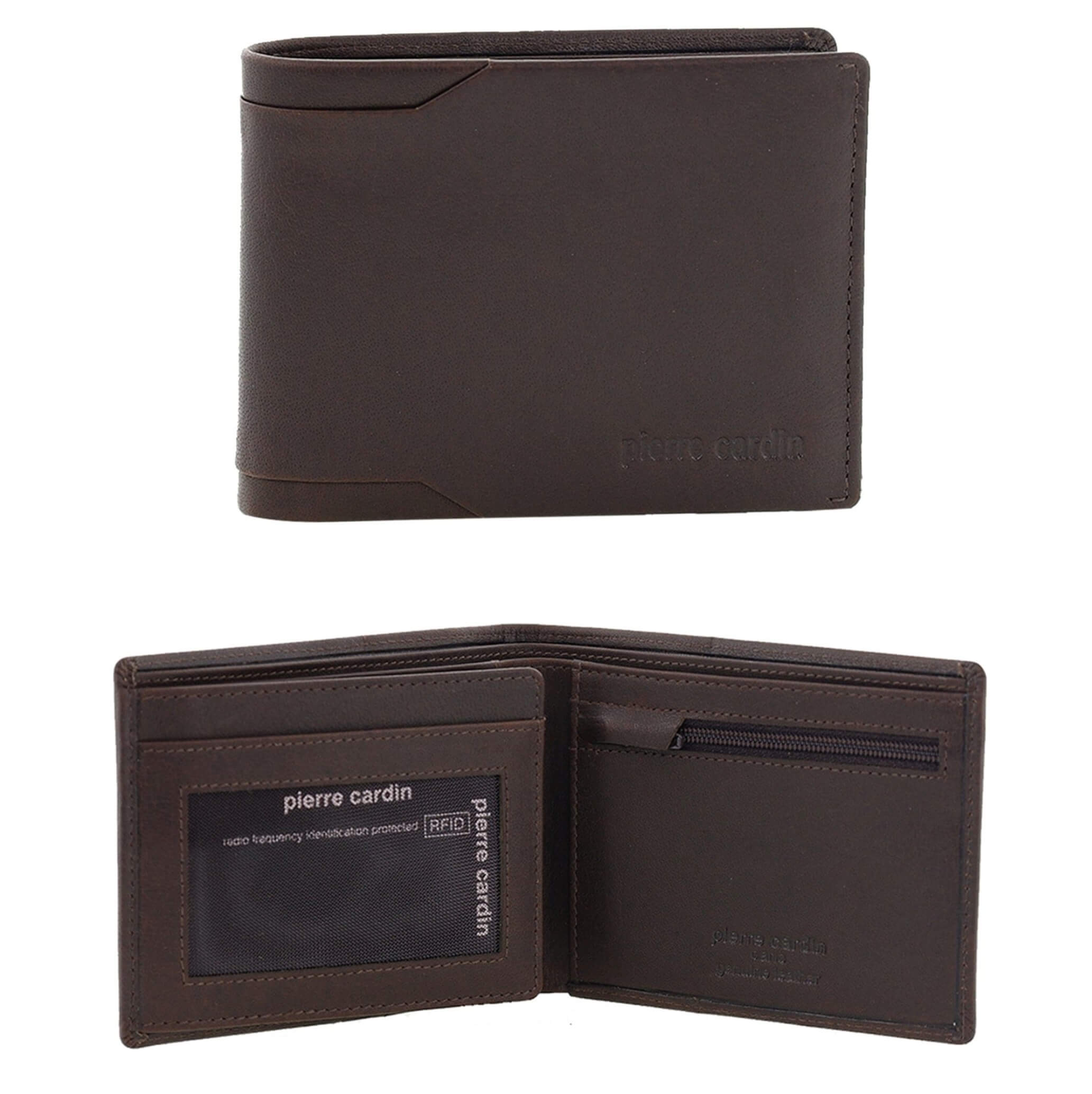 Pierre Cardin Men’s Italian Leather Tri-fold Wallet in Chocolate