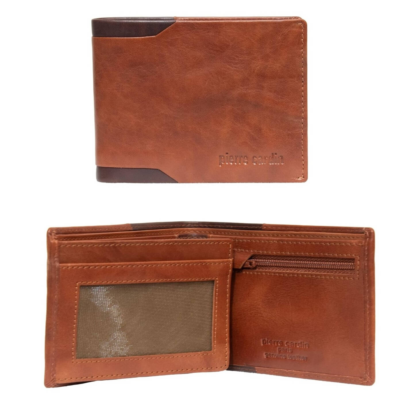 Pierre Cardin PC3389 Mens Leather Tri-fold Wallet/Cognac