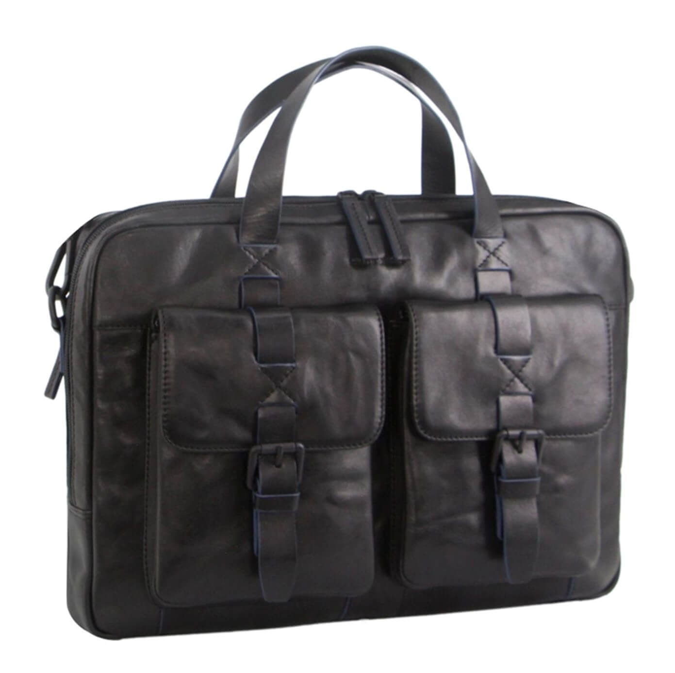 Pierre Cardin PC3391 Crumple Leather Multi-Compartment Business Bag/Black