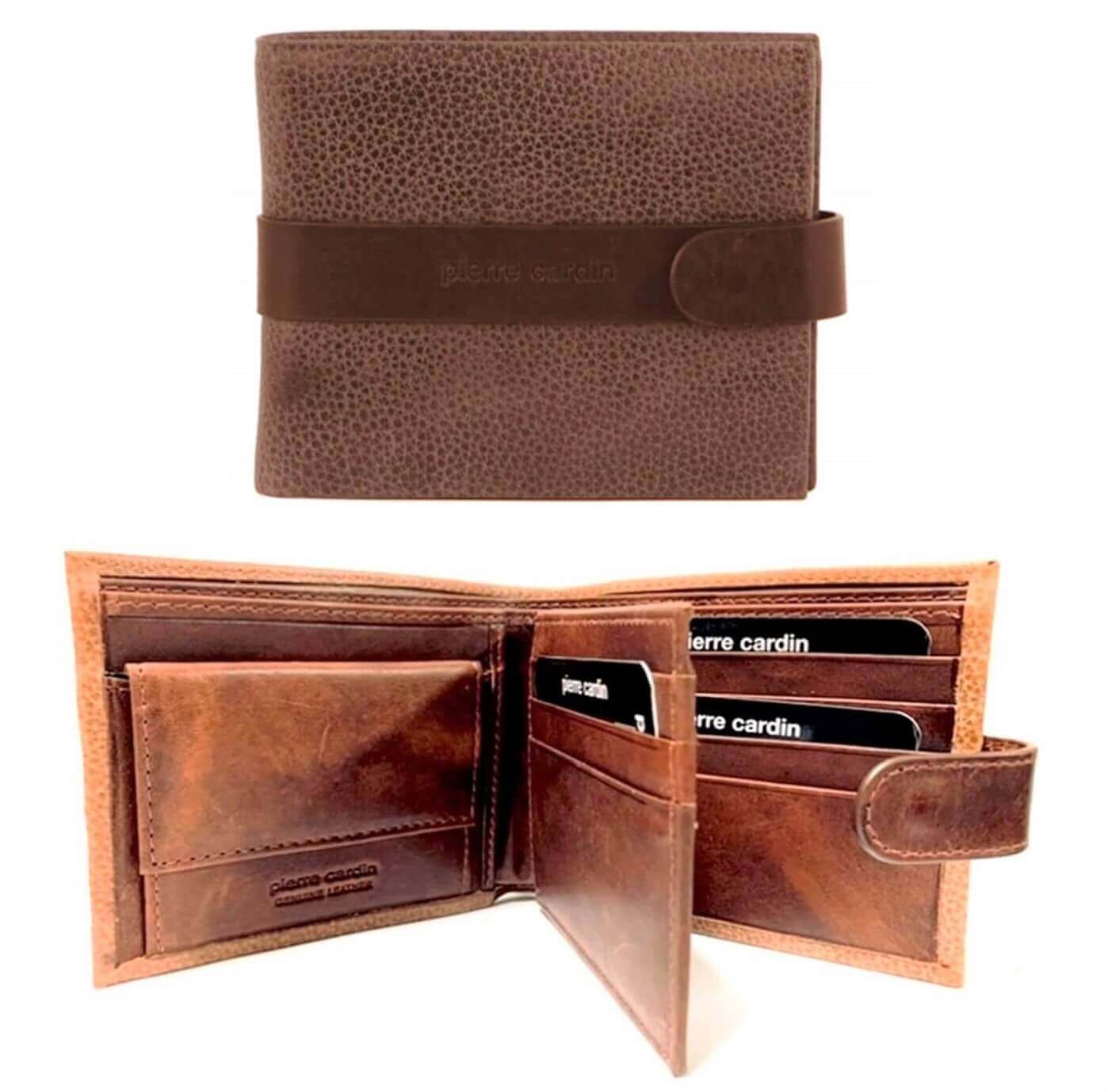 Pierre Cardin PC3460 Italian Leather Mens Bi-fold Tab Wallet/Brown