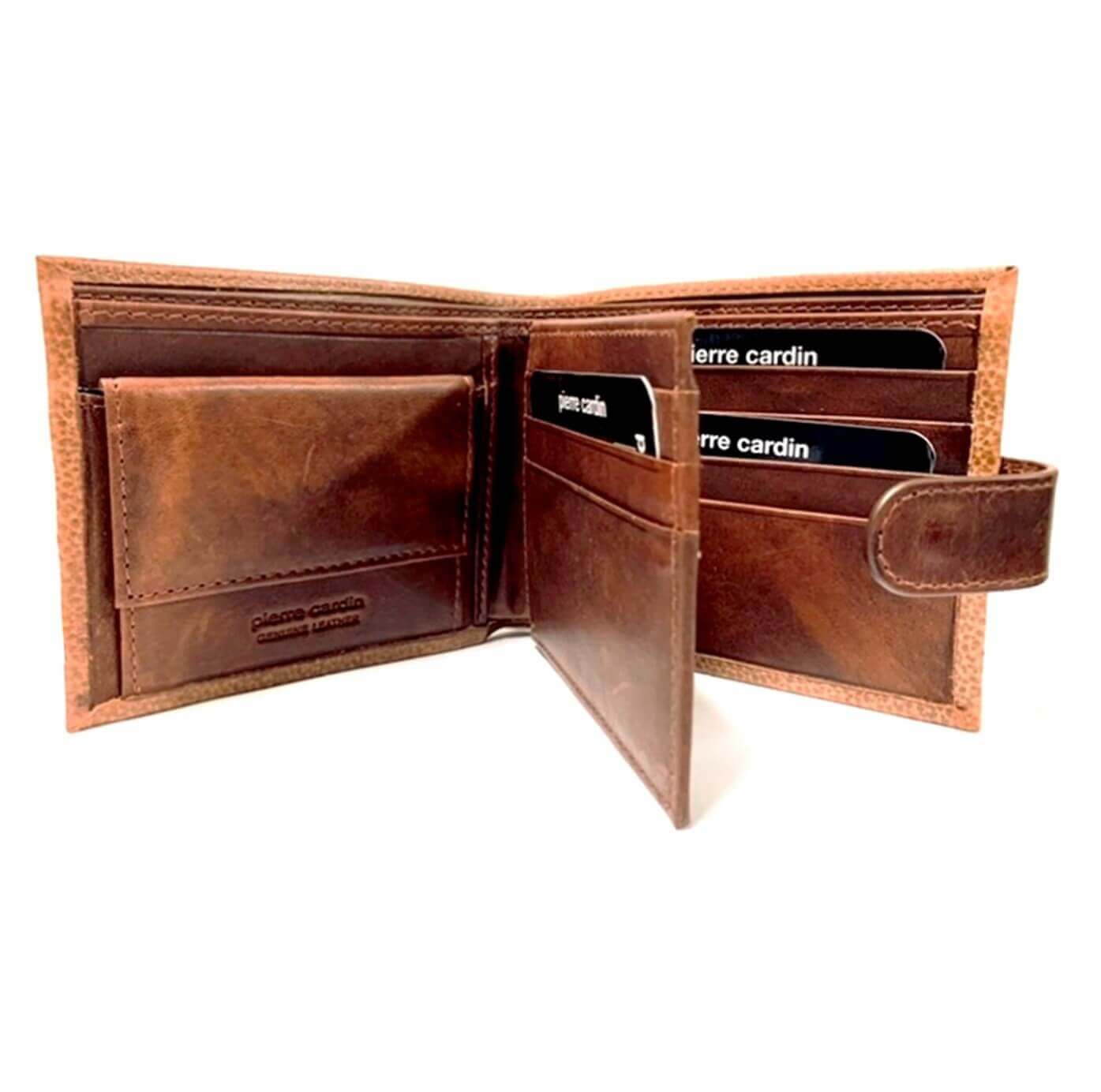 Pierre Cardin PC3460 Italian Leather Mens Bi-fold Tab Wallet/Brown
