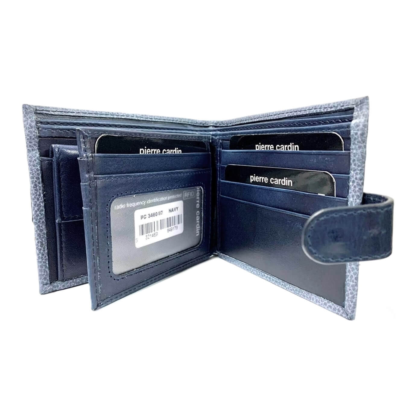 Pierre Cardin PC3460 Italian Leather Mens Bi-fold Tab Wallet/Navy