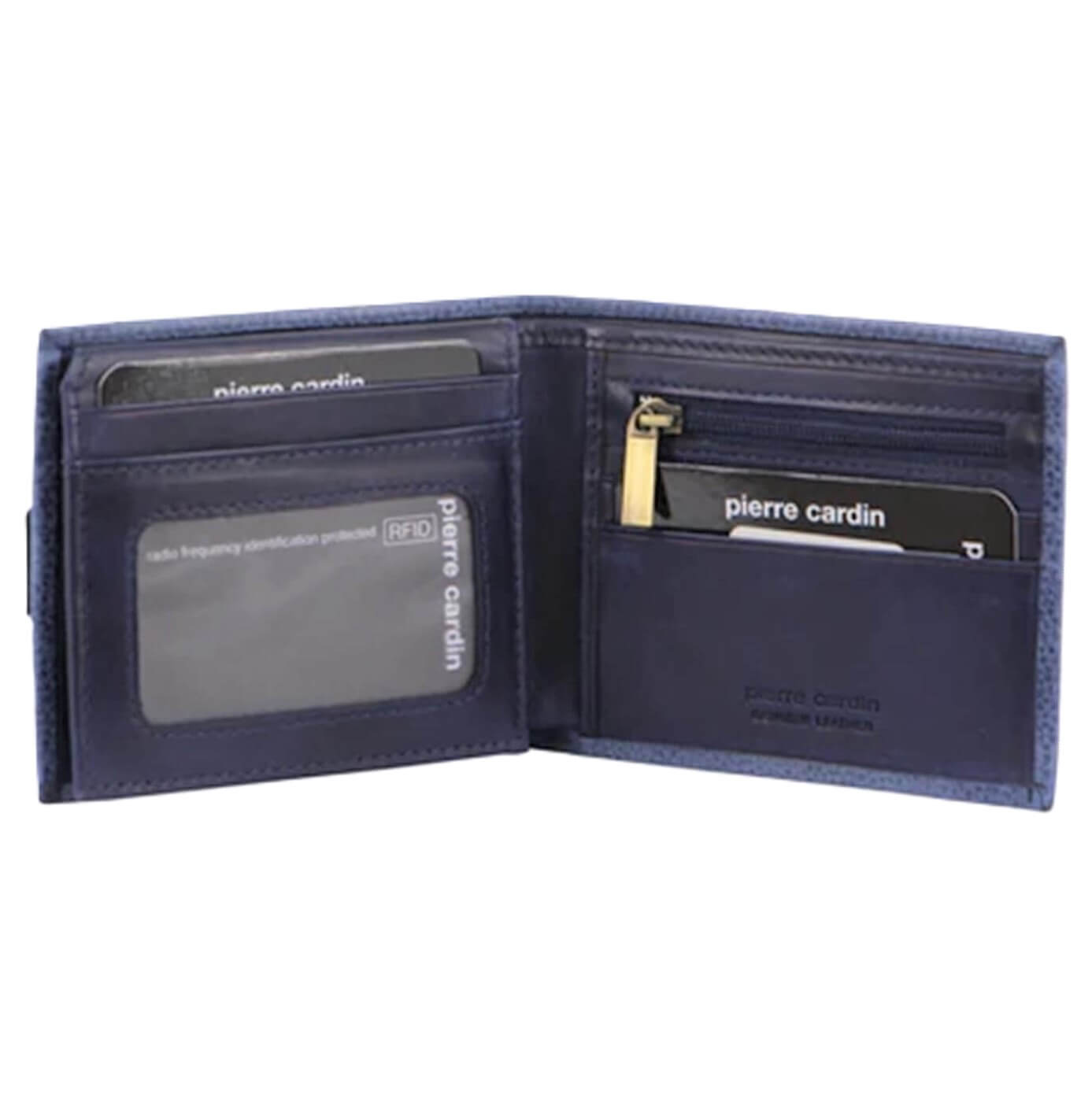 Pierre Cardin Men’s Leather Bi-fold - RFID Wallet in Navy