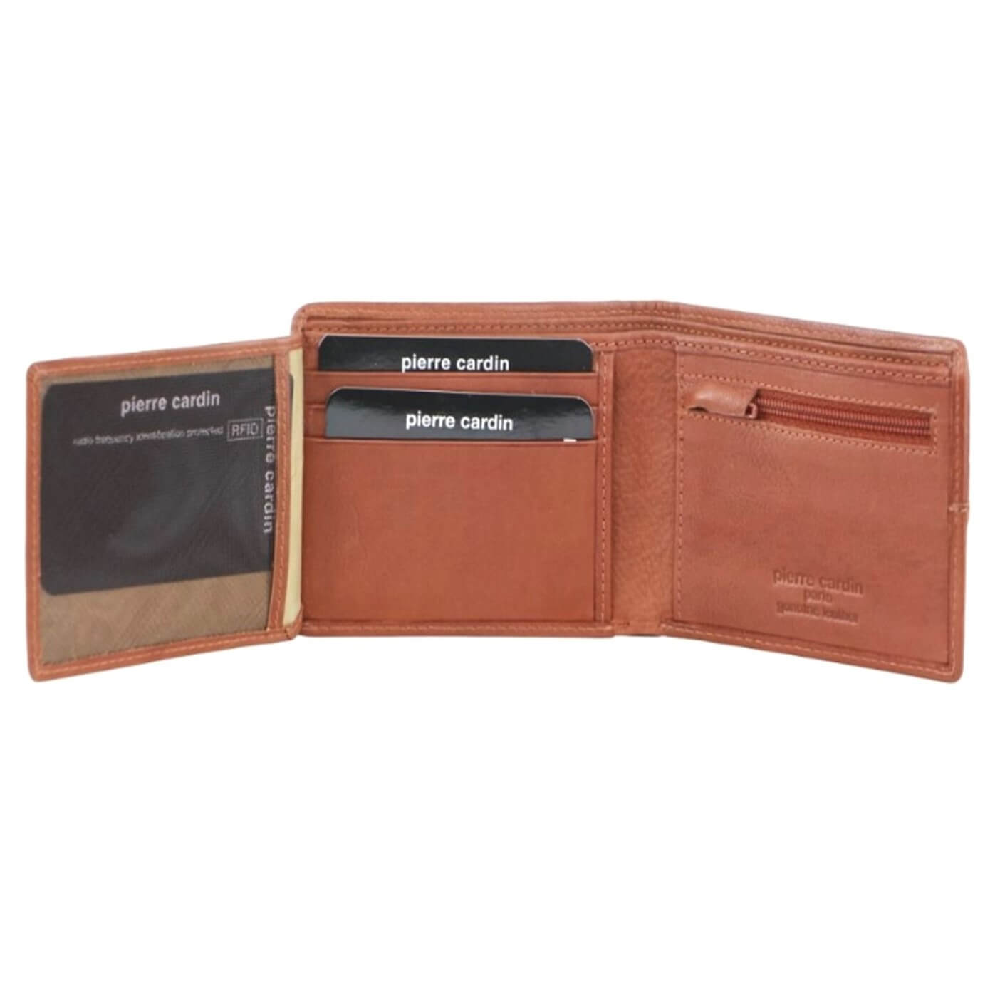 Pierre Cardin PC3463 Woven-Embossed Tri-fold Wallet/Dark Tan